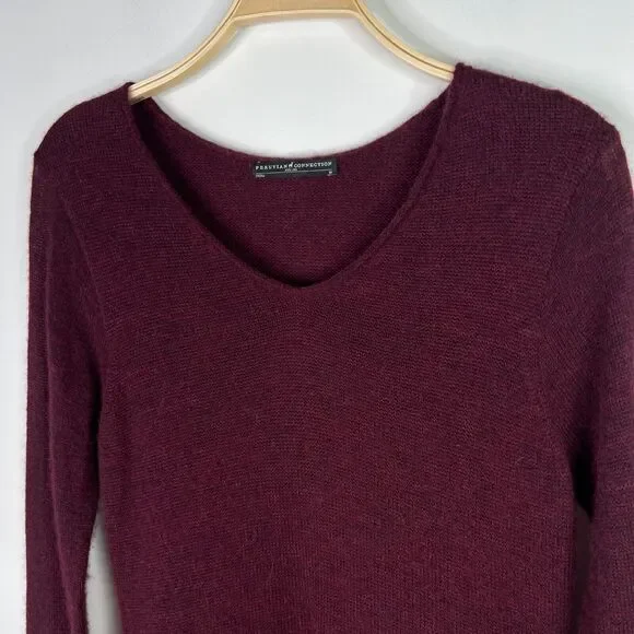 Peruvian Connection Size Medium Alpaca Blend Long Sleeve Maroon Sweater Dress - Picture 4 of 7